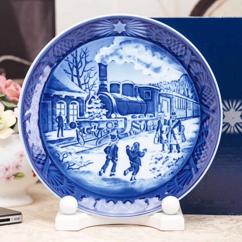 哥本哈根Royal Copenhagen 1993年度生日瓷盤 聖誕來客北歐風擺飾 - 壁貼/牆壁裝飾 - 瓷 