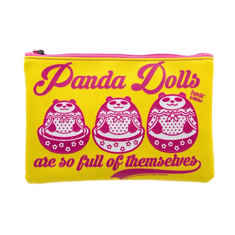 Pandahaluha. Design. Panda . Zip Pouch Bags.Pencil bags .Hand bags - กระเป๋าเครื่องสำอาง - เส้นใยสังเคราะห์ สีเหลือง