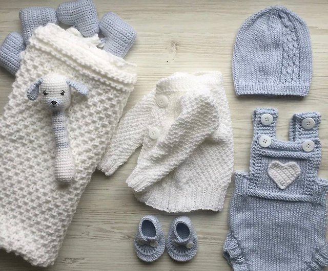 Baby crochet patterns: sock hat sweater romper lovey blanket