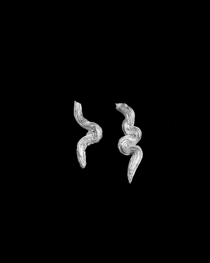 Silver 99.9 Canale 2 Earrings - 耳環/耳夾/耳骨夾 - 銀 銀色
