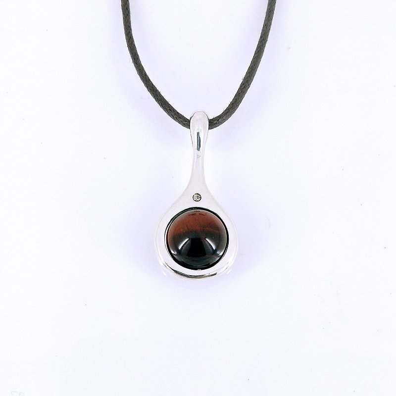 Rich │ Red Tiger Eye Corundum Sterling Silver Design Pendant - Necklaces - Other Metals Red