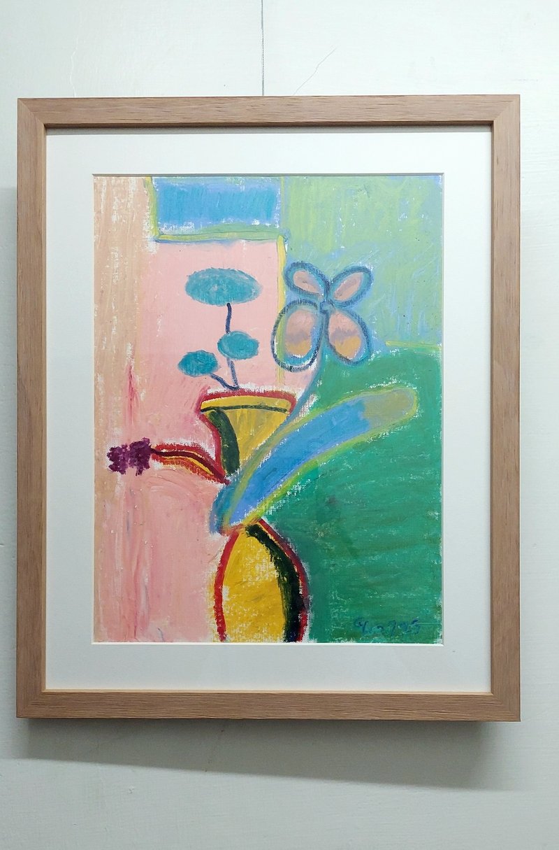 原畫 花的組合 藍色閒雲 粉色夢境 - 海報/掛畫/掛布 - 紙 粉紅色