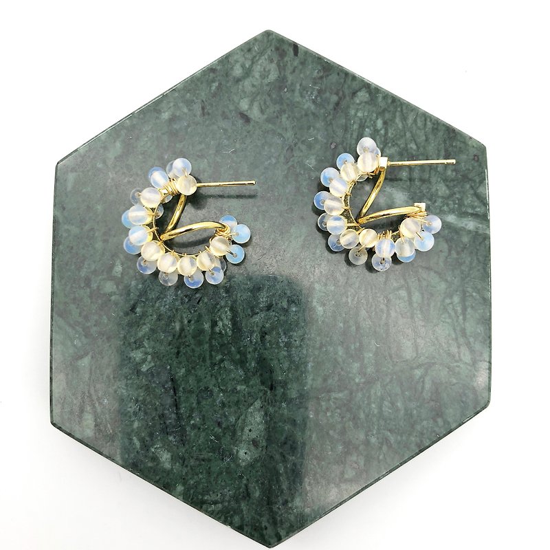 Opal 14kgf Earrings 【Natural Stones White Earrings】【New Year Gift】Japanese Style - ต่างหู - เงินแท้ สีใส