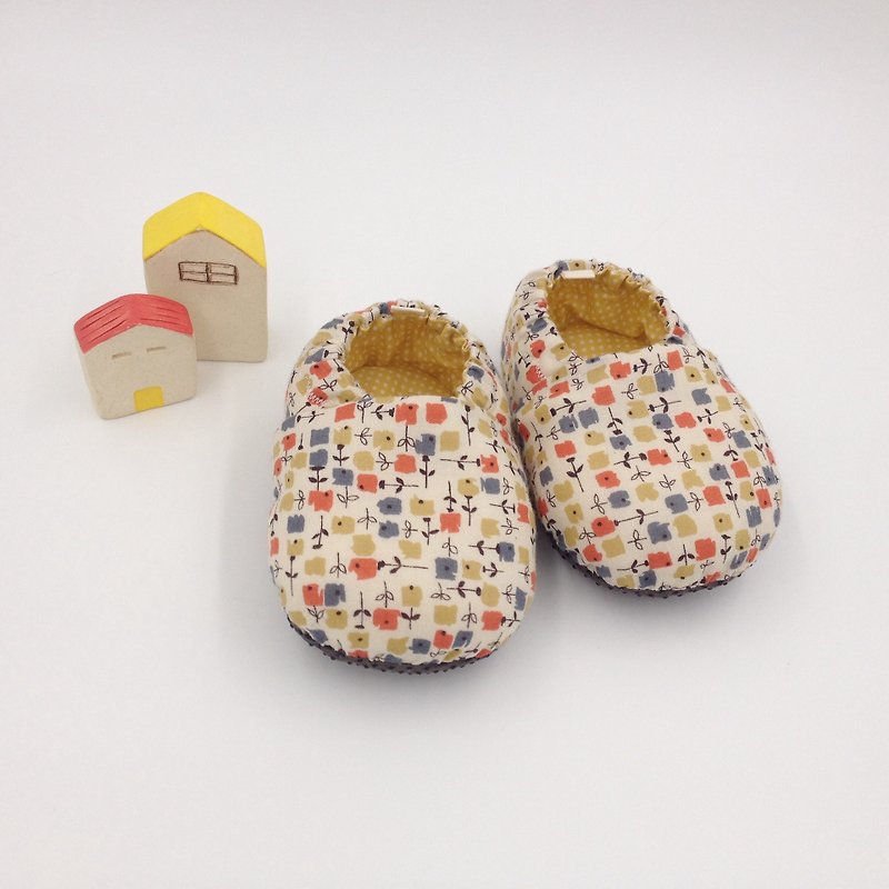 Small square flower - toddler shoes / baby shoes / baby shoes - Baby Shoes - Cotton & Hemp Green
