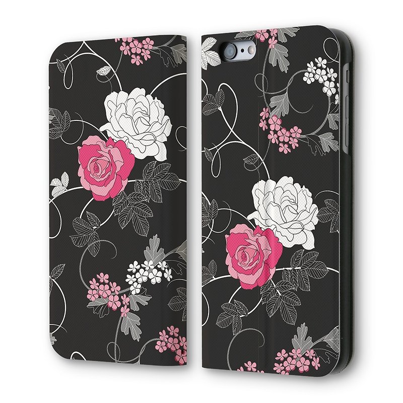 母親節折扣 iPhone 6/6S 花卉flower 可立式翻蓋皮套 - 手機殼/手機套 - 人造皮革 黑色