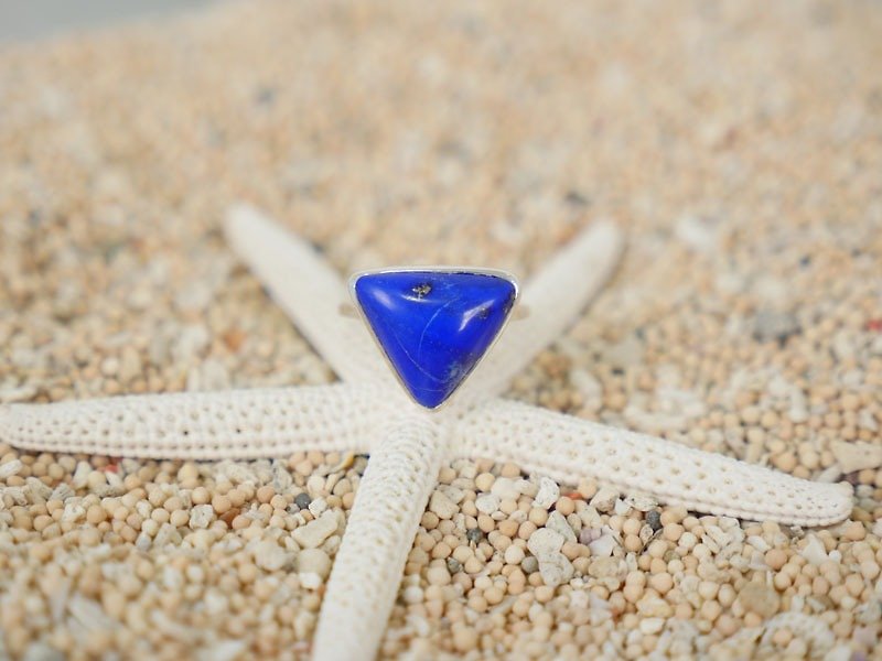 Lapis lazuli triangle Silver ring - แหวนทั่วไป - หิน สีน้ำเงิน