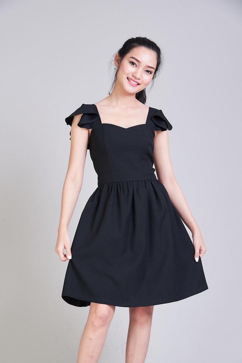 Little Black Dress Black Prom Dress Party Dress Bridesmaid Dress Ruffle Dress - One Piece Dresses - Polyester Black
