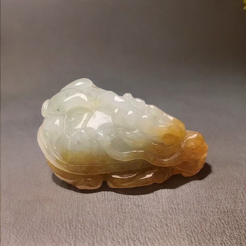 【吉祥‧長壽】冰飄黃翡翠龍龜 | 天然緬甸A貨翡翠 | 送禮 - 擺飾/家飾品 - 玉石 多色