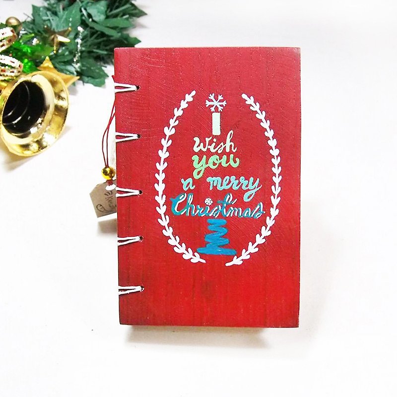 Christmas notebook handmadenotebook diary handmade wood  筆記本 - Notebooks & Journals - Paper Red