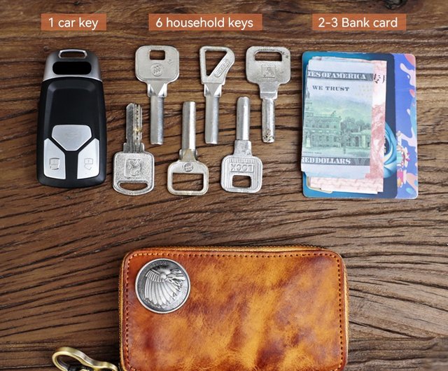 Zipper Key Holder Keychain Bag Custom Genuine Leather Car Key Wallet -  China Key Case and Key Wallet price