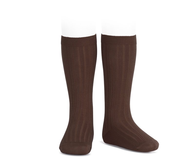 Condor Classic Knee-High Socks - 390 Chestnut (Children/Adult) - ถุงเท้า - ผ้าฝ้าย/ผ้าลินิน สีนำ้ตาล