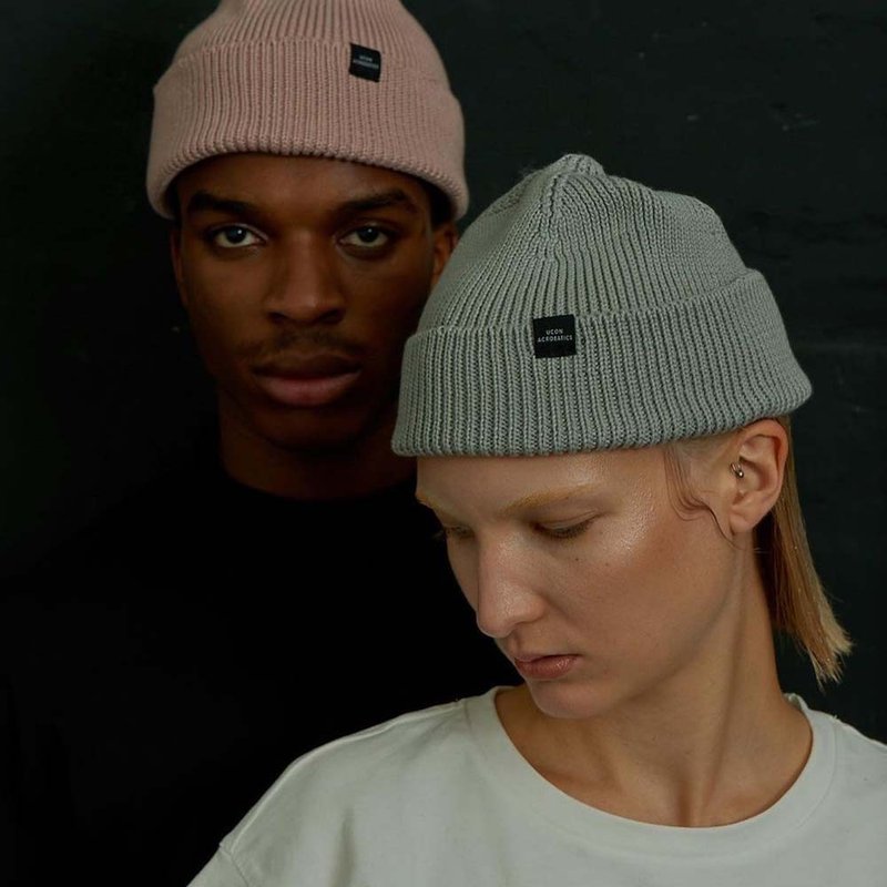 Mika Low Beanie 短版保暖反摺豆豆帽 (淺灰色) - 帽子 - 環保材質 灰色
