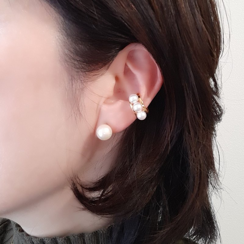 SV  パールイヤーカフ あこや真珠　あこやパール　日本の真珠  pearl earcuff 　珍珠耳骨夾  진주이어커프 - 耳環/耳夾/耳骨夾 - 珍珠 