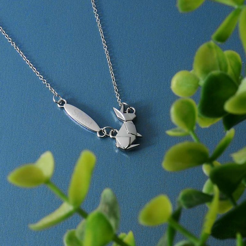 Animal Origami Necklace - Sweet Rabbit - Necklaces - Other Metals Silver