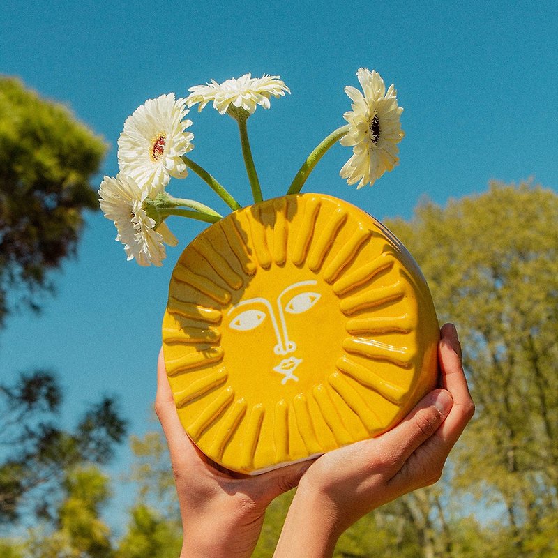 DOIY sun flower pot - Pottery & Ceramics - Pottery Yellow