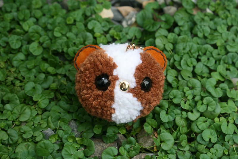 ▎Nutbrown maroon design ▎ handmade leather - healing hair ball animal key ring - brown guinea pig - Keychains - Genuine Leather Brown