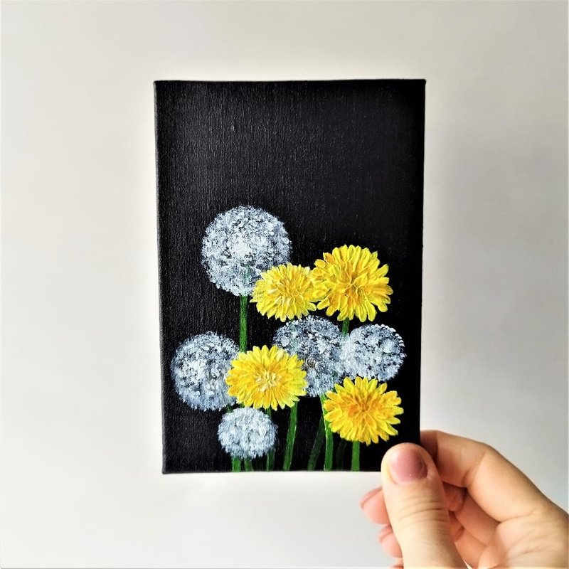 Small wall decor Wildflowers acrylic painting Dandelion wall art  客廳 掛畫 - 壁貼/牆壁裝飾 - 壓克力 多色