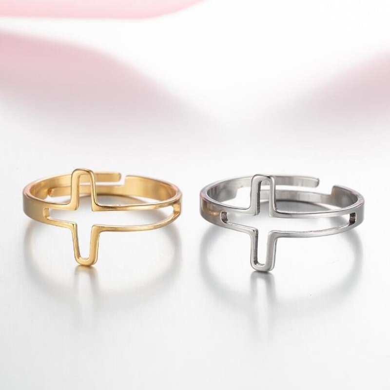 [SoLight Salt Green] SL323, SL324 My Cross Anti-Sensitivity Steel Ring - General Rings - Stainless Steel Gold