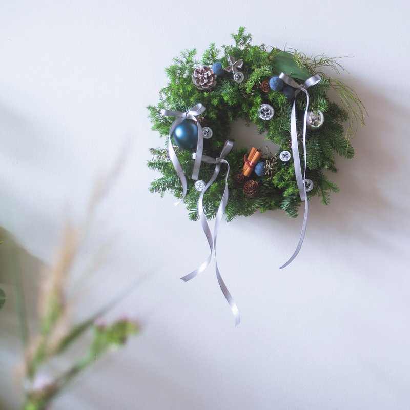 Lazy Blue 藍藍散散聖誕花圈 | 交換禮物 | 聖誕節禮物 - 乾燥花/永生花 - 植物．花 藍色