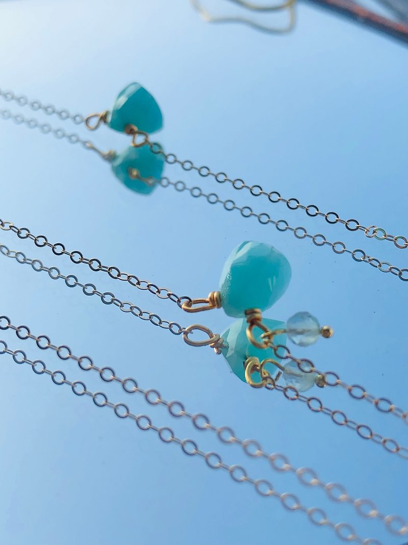 ㅁ I like green ㅁ 14KGF turquoise clavicle chain bracelet discount combination - Collar Necklaces - Gemstone Green