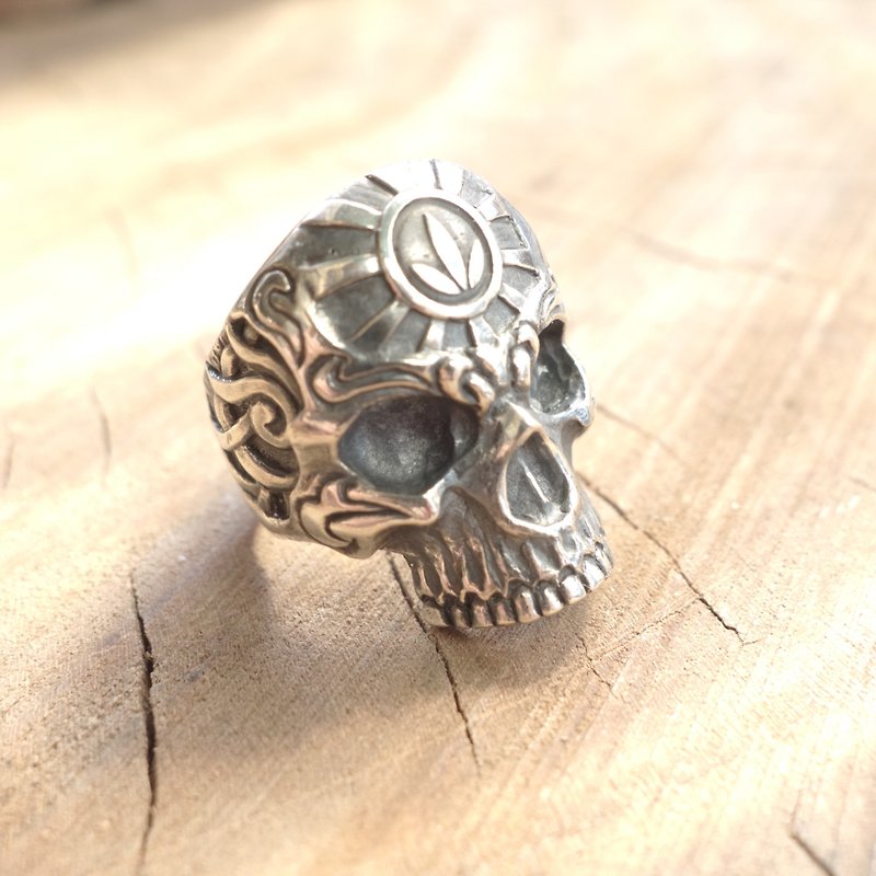 Sterling silver-carved skull ring-head totem can be customized product photos for reference only - แหวนทั่วไป - โลหะ สีเงิน