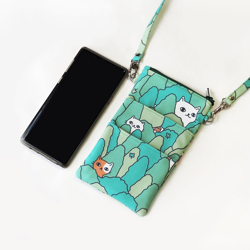 Polyester minimal bag for phone -  Cats in the Forest - 其他 - 聚酯纖維 綠色