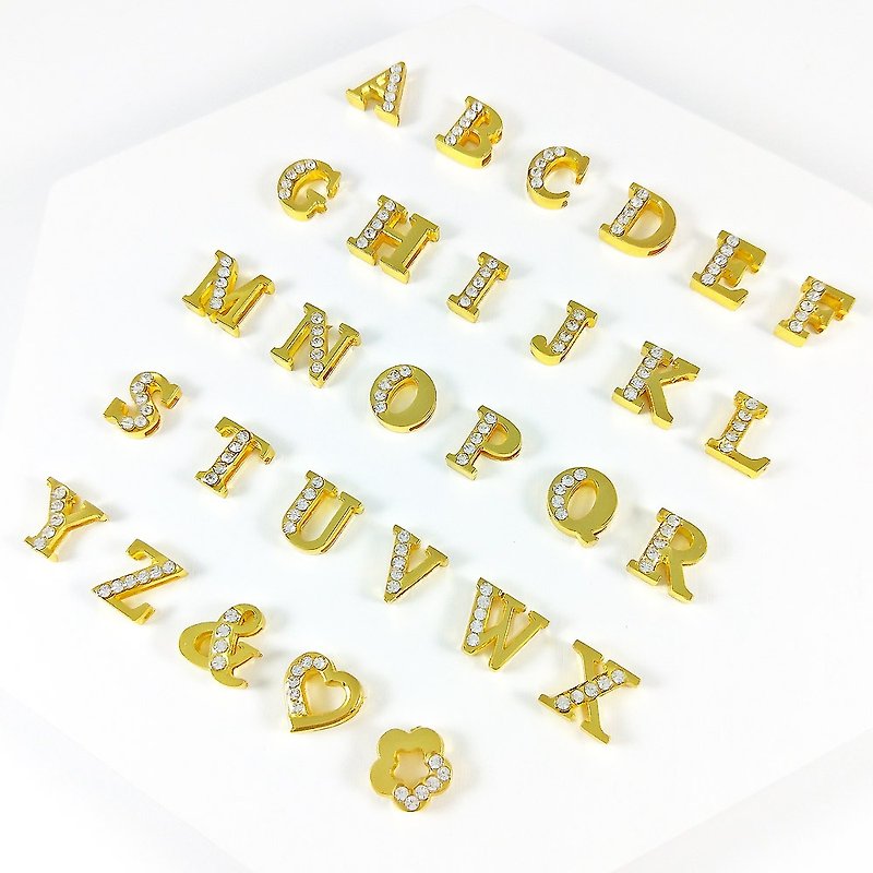 Crystal Charms / Crystal Diamond Letter Charm (Gold) Swarovski Crystal - อื่นๆ - โลหะ สีทอง