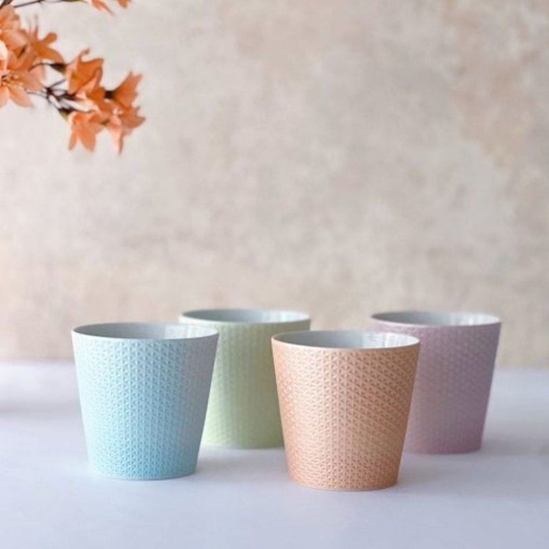 [House Gift] Mint series matte pastel colored hemp leaf cup - Cups - Porcelain Multicolor