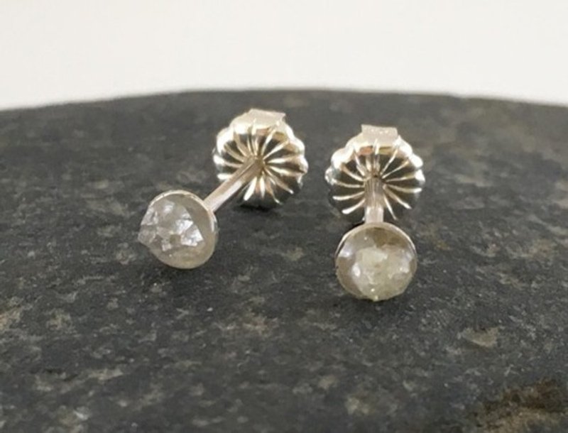 Natural diamond rough ◇ SV stud earrings - Earrings & Clip-ons - Gemstone 