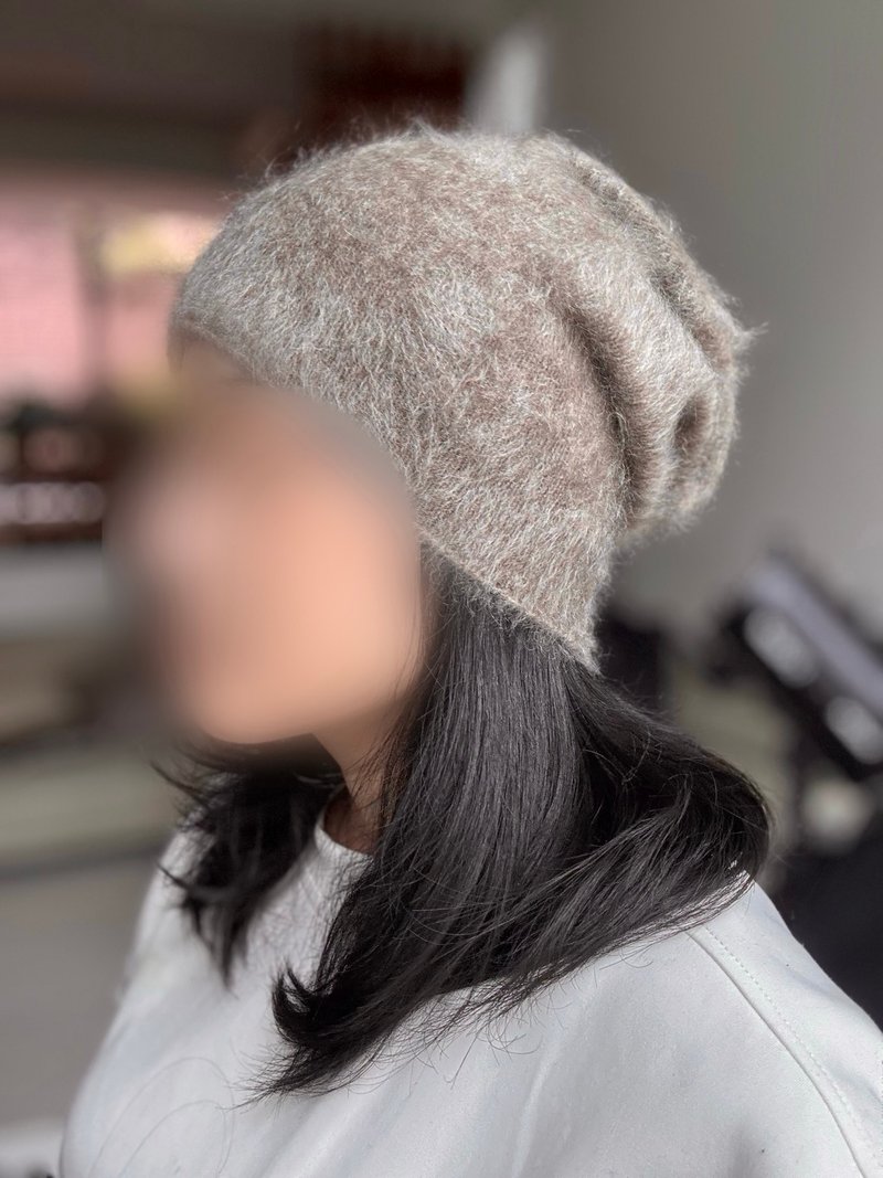 /Pre-order/ Camel 100% Yak Down Slouchy Beanie / Lightweight Warm Styling Long Beanie / 100% Fine Soft Yak Down - Hats & Caps - Wool Khaki