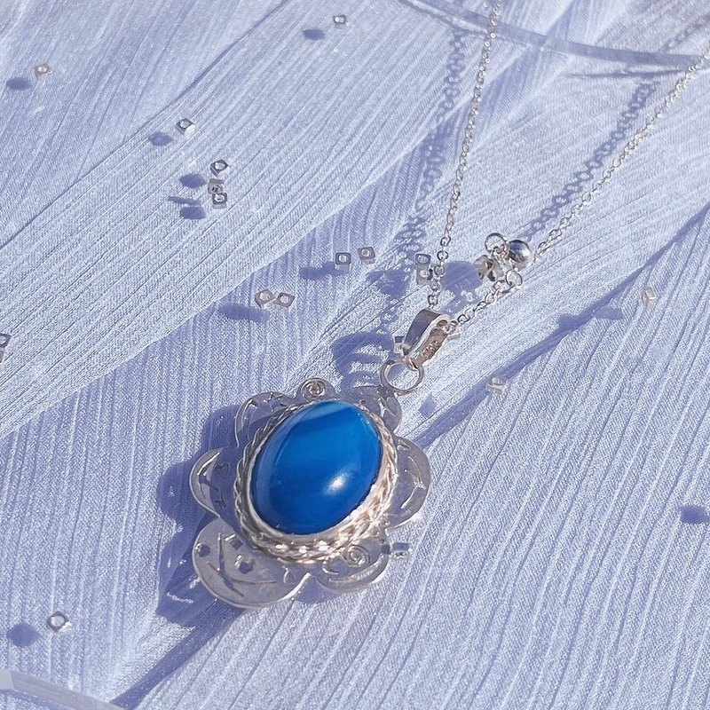 July Leaf Goldsmith/Royal Blue Danube/925 Sterling Silver Necklace - สร้อยคอ - เงินแท้ สีน้ำเงิน