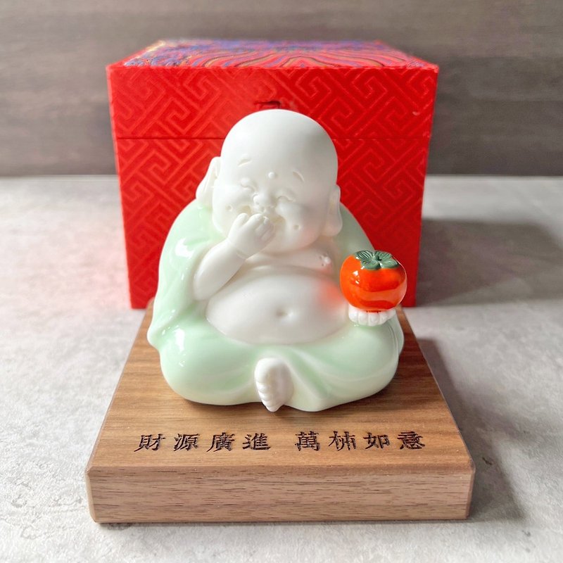 Happy Lucky Buddha Customized Birthdaygift Present Souvenir Chinesegift - Stuffed Dolls & Figurines - Pottery White