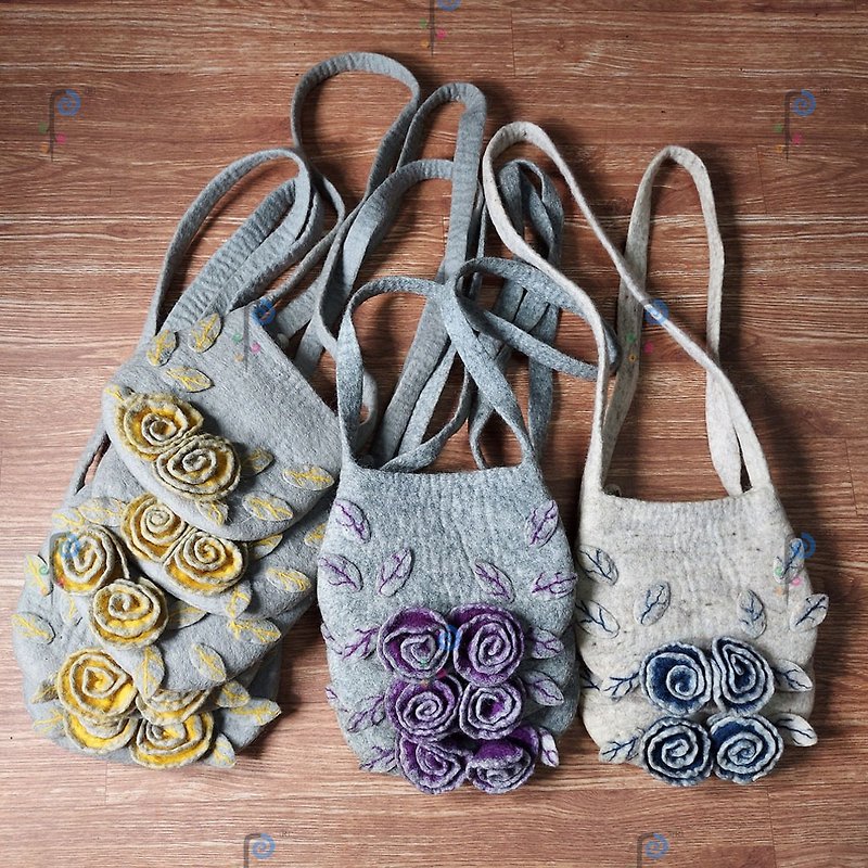 Wool Messenger Bags & Sling Bags Multicolor - Wool felt satchel, handmade, 100% wool, girls messenger bag, artist bag