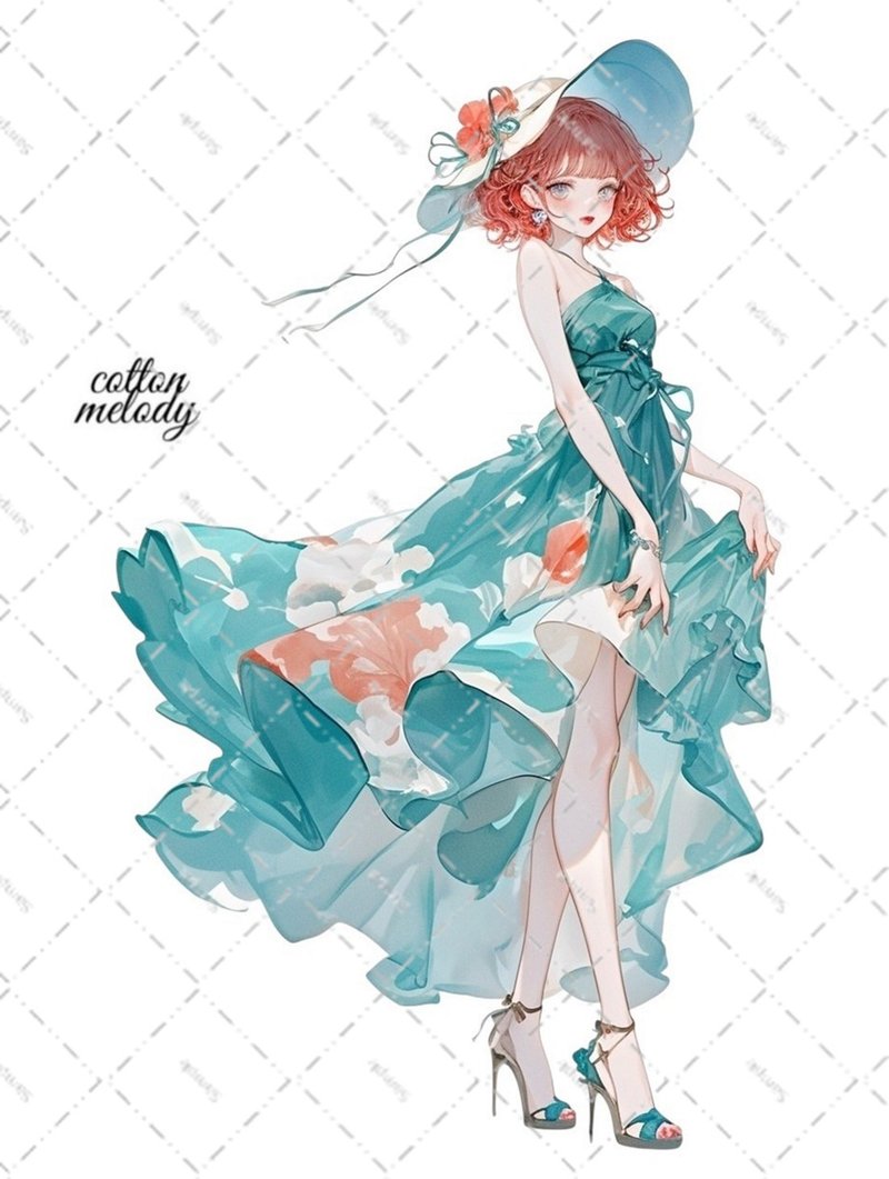 original sticker no.6491 人物ステッカー オリジナルステッカー 人物ステッカー 女の子ステッカー オリジナル人物ステッカー - 貼紙 - 紙 