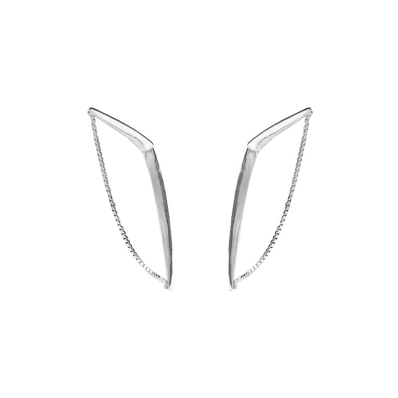 簡約現代純銀耳環 NYX LINKS - 耳環/耳夾 - 其他金屬 銀色