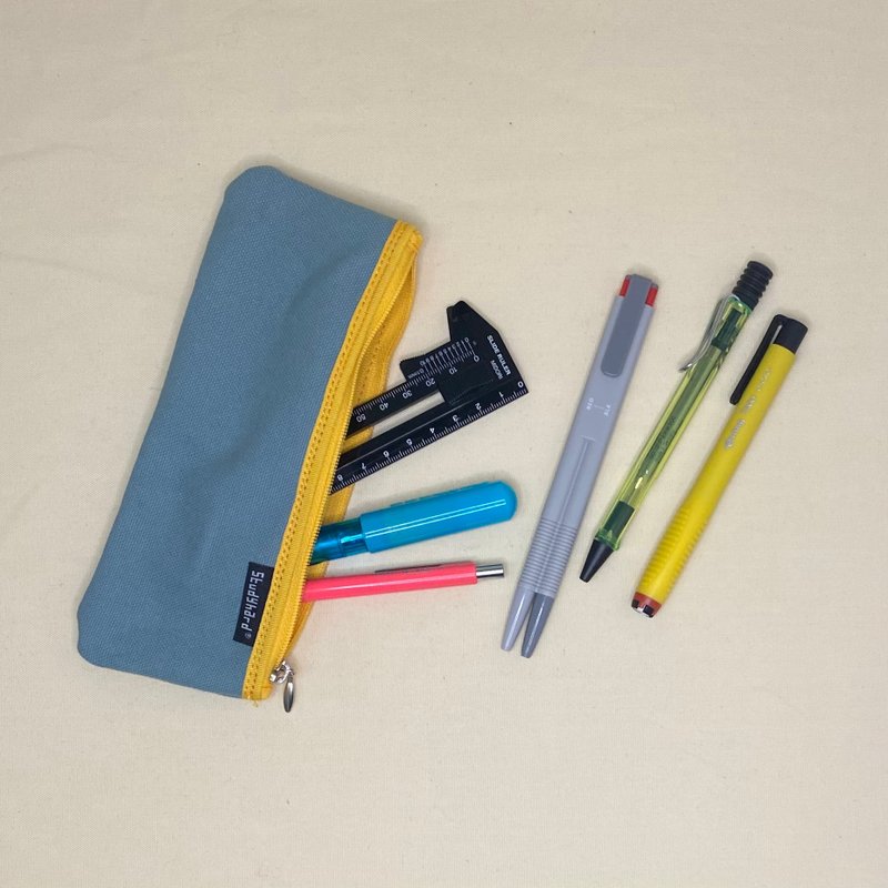 Pencil case without gusset - กล่องดินสอ/ถุงดินสอ - ผ้าฝ้าย/ผ้าลินิน สีเทา