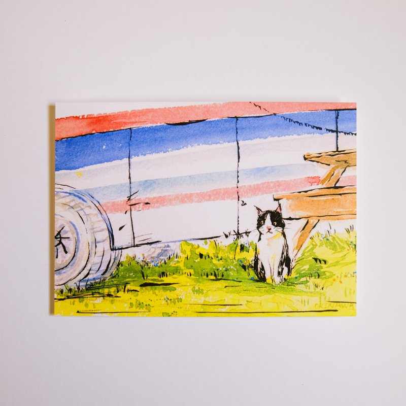 明信片 HELLO OKINAWA 賓士貓與車 - 卡片/明信片 - 紙 多色