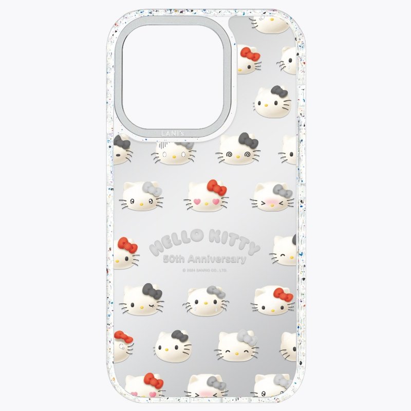 HelloKitty 50週年－鏡面灰 磁吸版 透彩框 iPhone 15 14 13 - 手機殼/手機套 - 環保材質 銀色