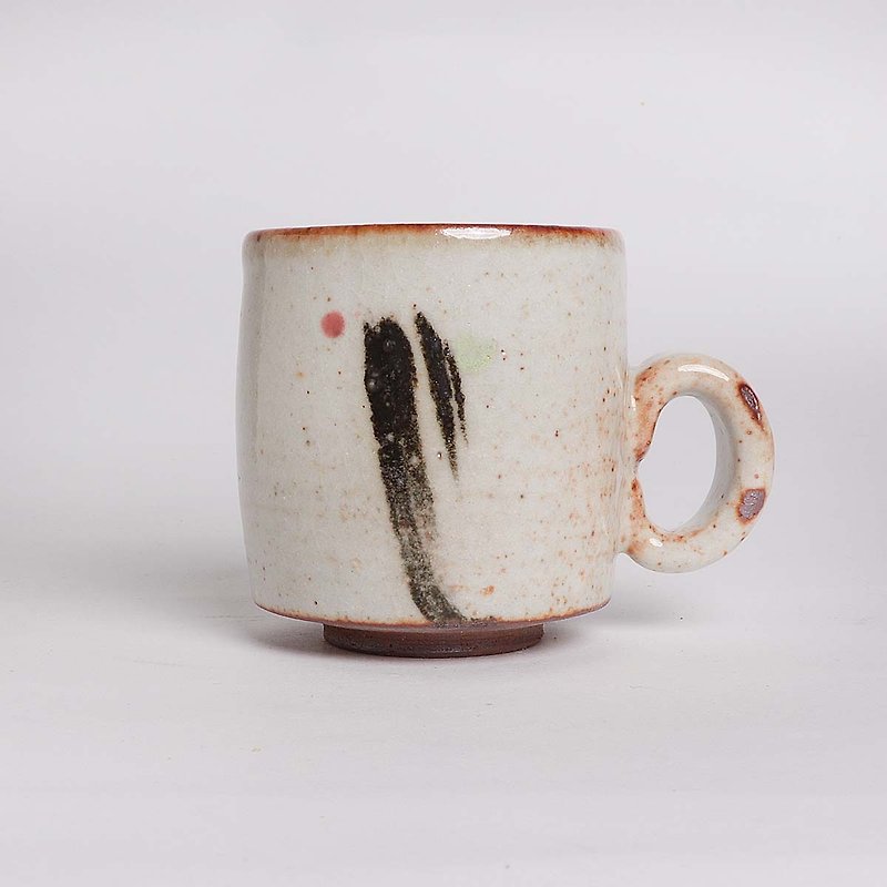 Shino Iron painted single product cup - Mugs - Pottery White
