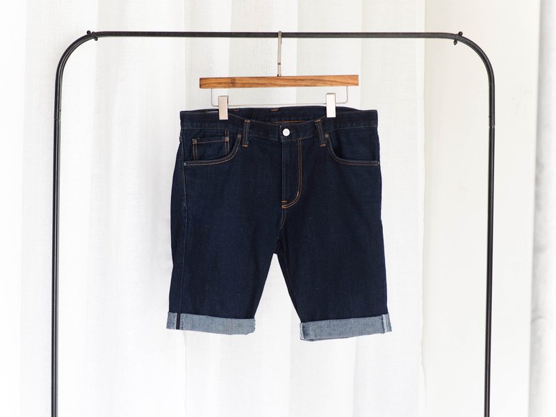 エドウィン503 / W32クジラとイルカナイトブルーデニムアンティークデニムショートパンツ自己修正ヴィンテージ - ショートパンツ メンズ - コットン・麻 ブルー