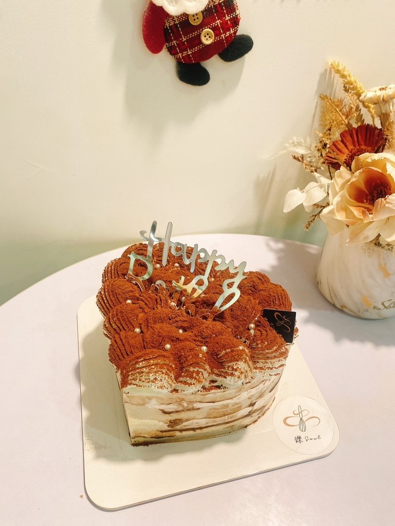 Heart-shaped original tiramisu dessert can be purchased at home with Taipei birthday cake for birthday celebrations - เค้กและของหวาน - อาหารสด 