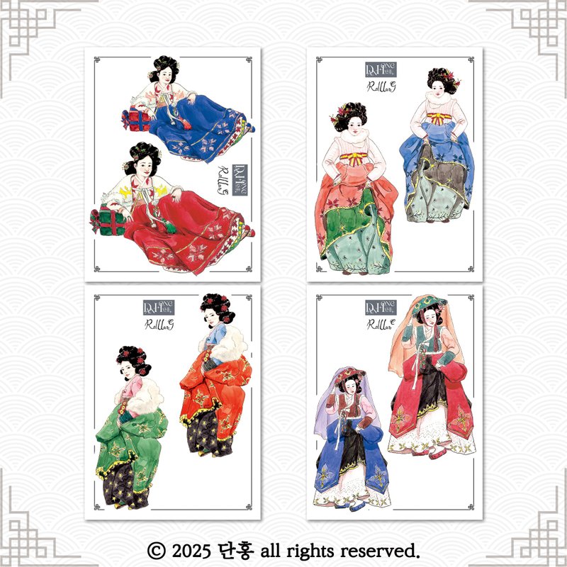 raillang_Oriental hanbok Sticker_christmas hwangjini - 貼紙 - 紙 