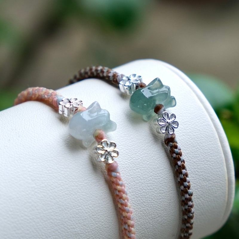 Ice Jade Rabbit Bracelet Natural Burmese Jade A Grade Jade Bracelet Safety Buckle Gift Jade Bracelet - สร้อยข้อมือ - หยก 