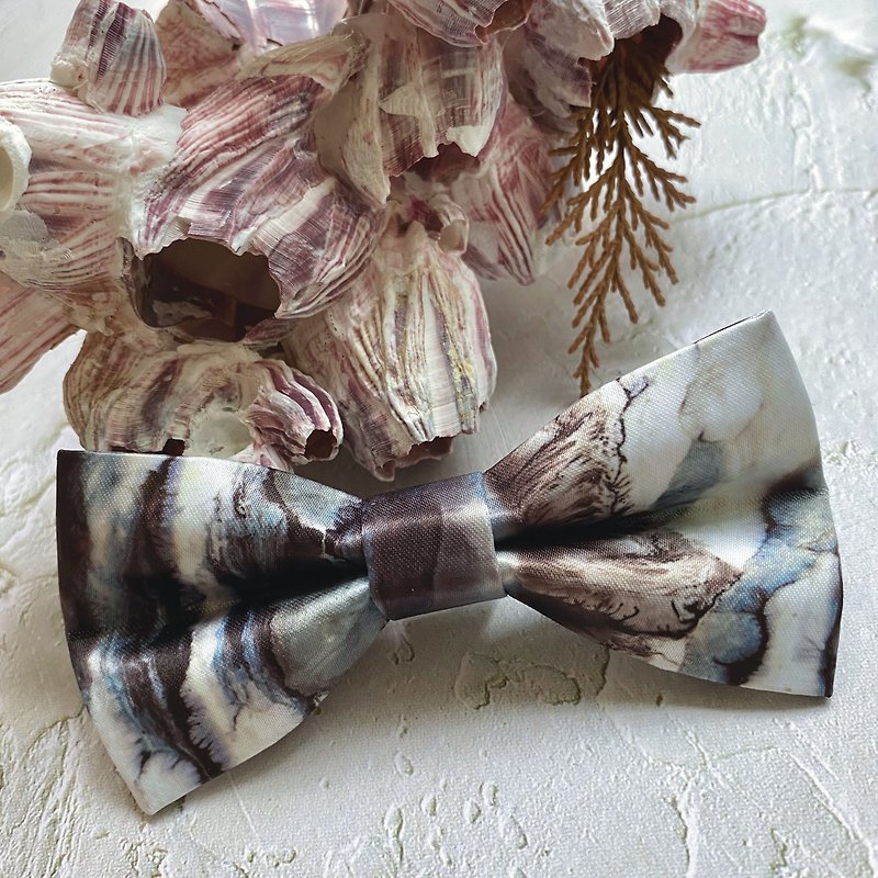 Style 0255  Marble Printed Bowtie - Bridal Groom Gift & Wedding Bowtie - Chokers - Other Materials Gray