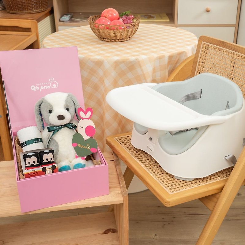 好食光餐椅組-安撫娃娃+萬用巾+寶寶餐椅(滿月彌月新生兒客製禮) - 滿月禮物 - 其他材質 粉紅色