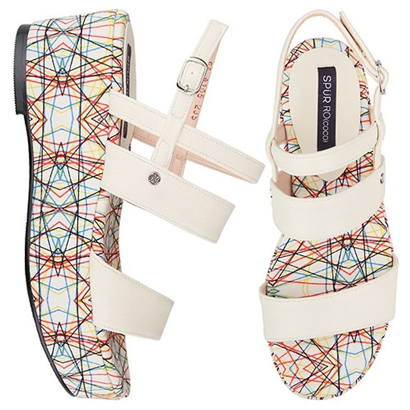 【夏天必搶】SPUR 彩色線條高底鞋 FS8105 IVORY - 高跟鞋/跟鞋 - 其他材質 白色