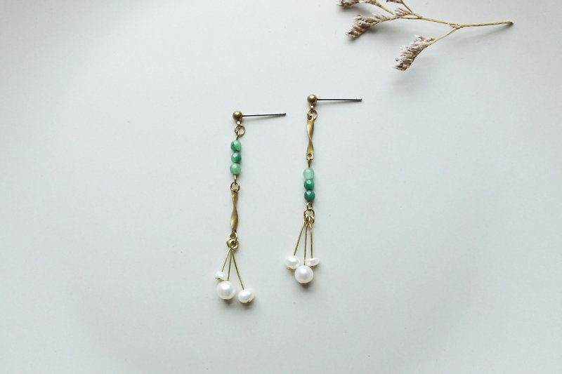 │Windbell│Earrings-翡紤 - Earrings & Clip-ons - Other Metals Green
