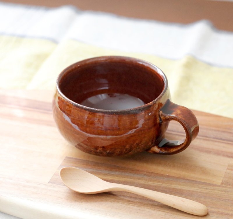 飴釉のスープカップ - 咖啡杯/馬克杯 - 陶 咖啡色
