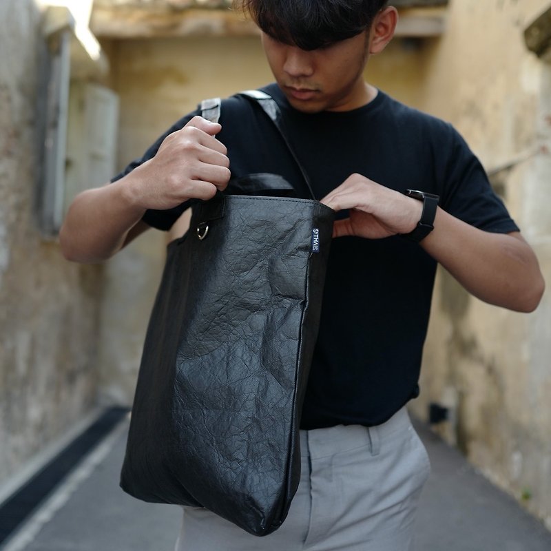 Ultralight waterproof tote bag with 2 straps - MIDNIGHT BLACK