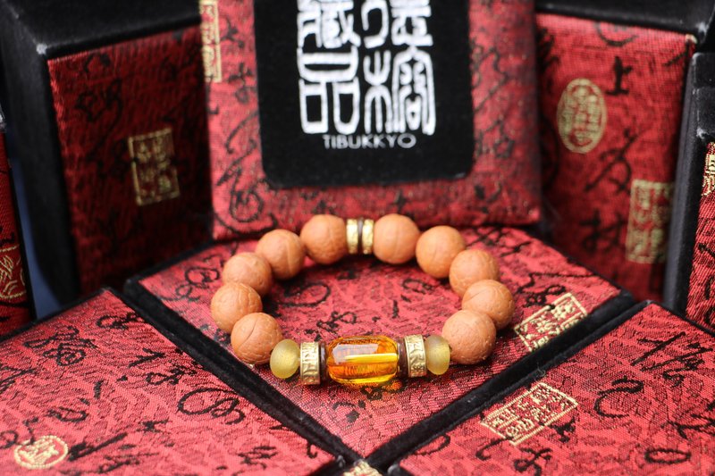 尼泊爾鳳眼菩提子 14mm 黃玉髓隔珠 手珠 佛珠 念珠 手串 客製化 - 手鍊/手環 - 植物．花 